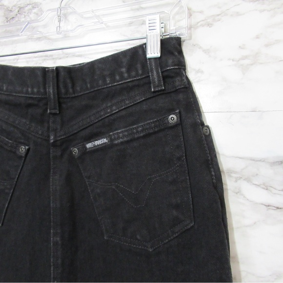 Harley Davidson Vintage Black Denim Skirt Size 8 - Picture 5 of 15